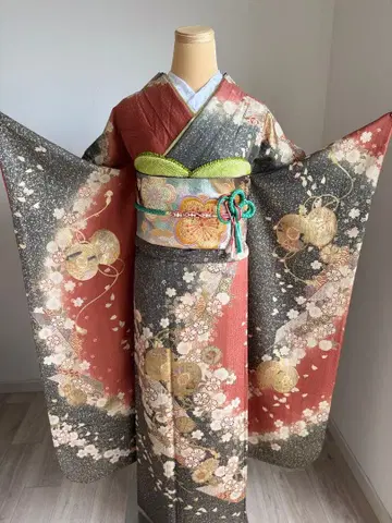 후리소데 풀세트 성인식 순수 실크 후리소데 순수 실크 후쿠로 오비