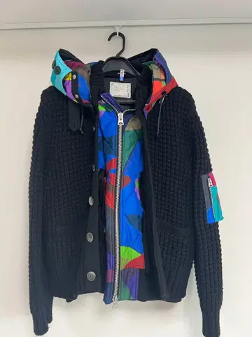 sacai x KAWS 21aw 니트 레이어드 블루종 사이즈 1