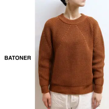 BATONER 시그니처 니트 울 크루넥 브릭 1 일본제