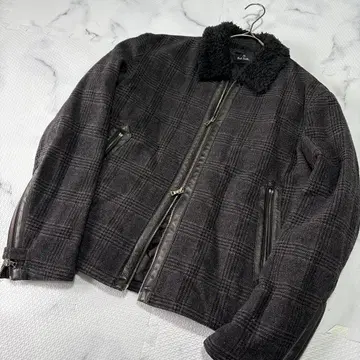 새상품급 폴스미스 블랙 보아 블루종 가죽 다크 그레이 L