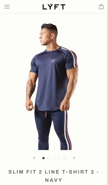 [ LYFT ] 슬림핏 2 라인 티셔츠 2 네이비