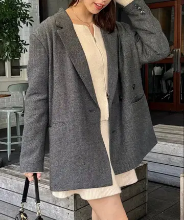 Chico 오버 더블 자켓 그레이