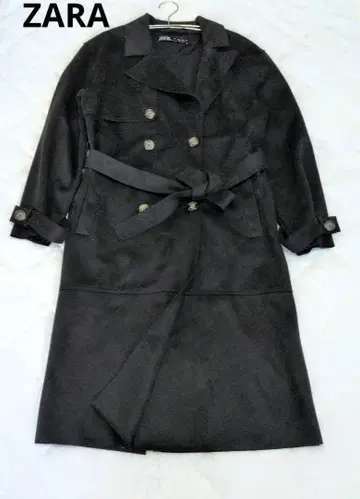 자라 스웨이드 느낌 트렌치코트 블랙 S 사이즈