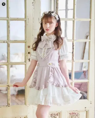 LIZLISA 하트 에이프런 원피스 핑크