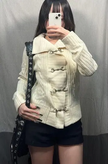 아이보리 리브 긴팔 니트 페어리 그런지 모리걸 헤이세이 갸루 그런지