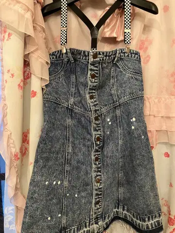 xgirl 데님 살로펫 체커 스트랩