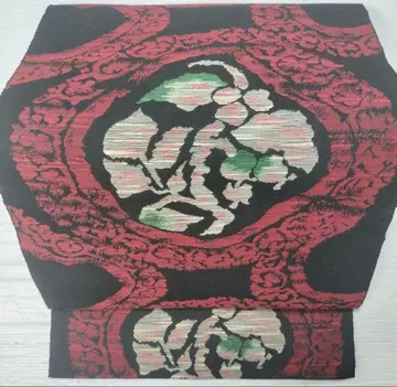 나고야 오비 블랙과 빨간색 꽃무늬