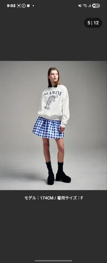 깅엄 체크 플레어 스커트 F 사이즈