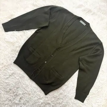 doux blend [ L ] 니트 가디건 긴팔 무지 카키 울 혼방