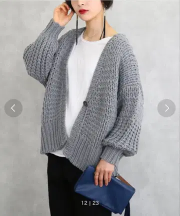 n'Or 세련된 로우 게이지 퍼프 소매 가디건