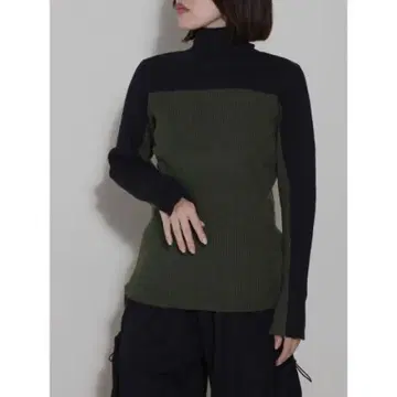 LASUD 바이컬러 리브 니트