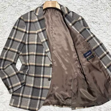 미사용급 뉴요커 캐시미어 혼방 테일러드 자켓 체크 일본제