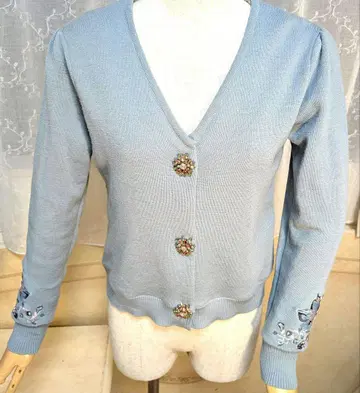 슈퍼 뷰티 가디건 42 연한 블루 히주 플라워 자수
