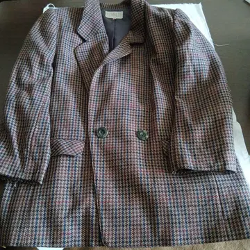 LOBJIE 더블 브레스트 체크 자켓