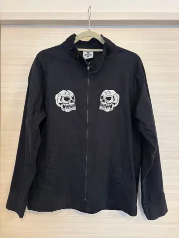 핫 로드 스컬 자수 블랙 집업 자켓