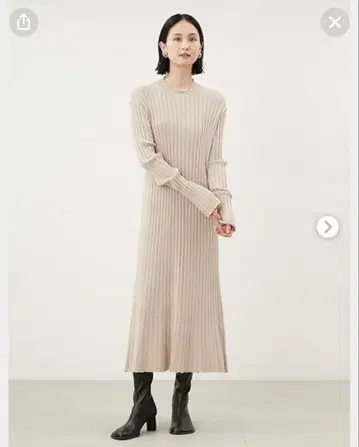 미라 오웬 리브 긴팔 니트 원피스