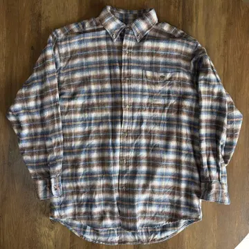 LACOSTE 옴브레 체크 플란넬 셔츠 90s 빈티지 섀도우