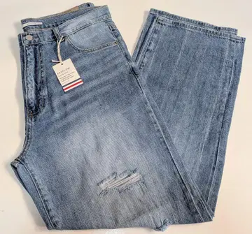 BAYFLOW 코튼 린넨 데미지 데님 팬츠 블루 L / 베이플로우