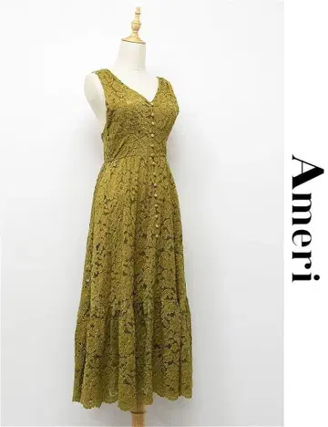 A380/새상품급 AMERI VINTAGE 백 크로스 원피스 꽃무늬 카키