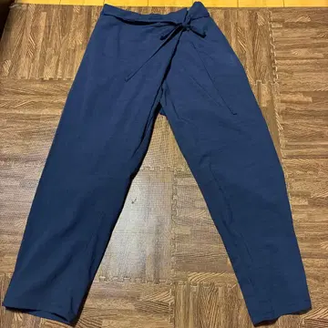 네이비 허리 리본 캐주얼 팬츠