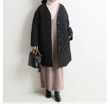 슬로브 이에나 퀼팅 롱 블루종 블랙