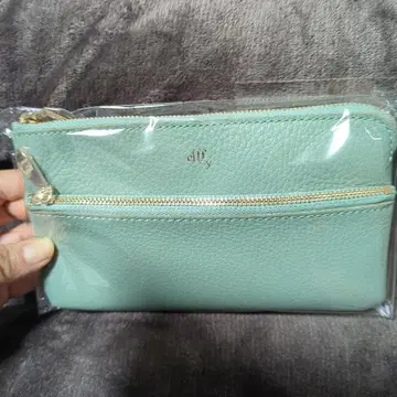 새상품 미사용 efffy 민트 그린 2단 파우치 합성 피혁