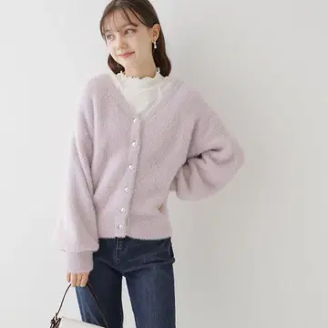 Couture broach 호로아마 후와후와 전후 2WAY 페더 가디건