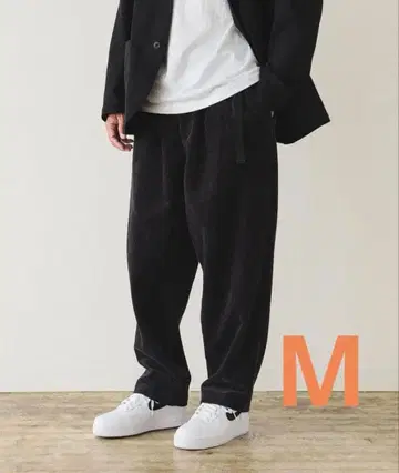 BEAMS / 와이드 테이퍼드 웨빙 코듀로이 팬츠