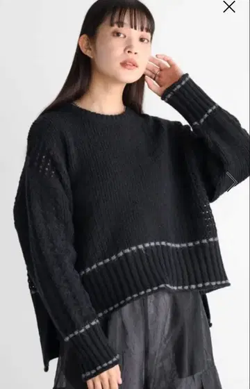 RADIATE 라디에이트 바이컬러 라인 크로셰 니트 야마다야