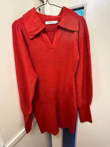 MOUSSY 빨간색 리브 니트 원피스