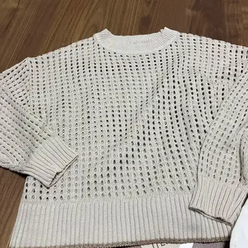 [ 유나이티드 애로우즈 ] 베이지 짜임 패턴 긴팔 니트 스웨터 세트