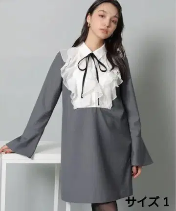 리랜드트루 프릴 보타이 미니 원피스