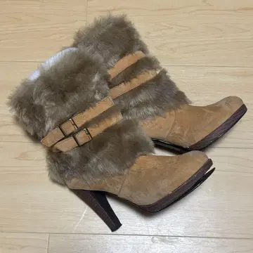 퍼 포함 스웨이드 부츠 하이힐 헤이세이 gal 힐 부츠