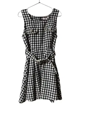 Ank Rouge 펄 버클 벨트 깅엄 트위드 JSK