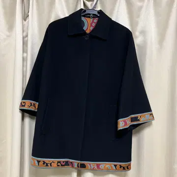 레오나르 캐시미어 혼방 하프 코트