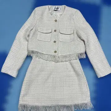 화이트 프린지 스커트 수트