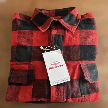 Battenwear 레드 블랙 체크 풀오버 플란넬 셔츠