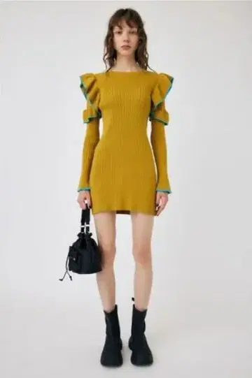 moussy COLOR LINE KNIT 미니 원피스