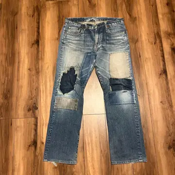 BLUE BLUE 데미지 가공 블루 스트레이트 데님