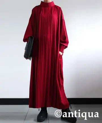 antiqua 플리츠 원피스 빨간색