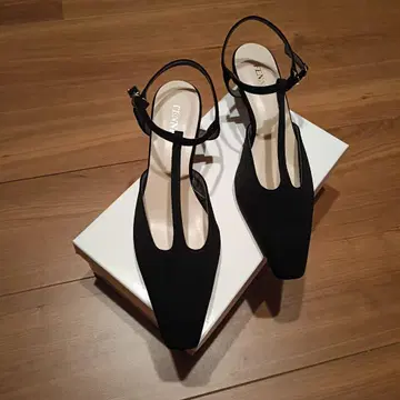 FENNEL 블랙 스웨이드 펌프스 뮬 24 - 24.5cm