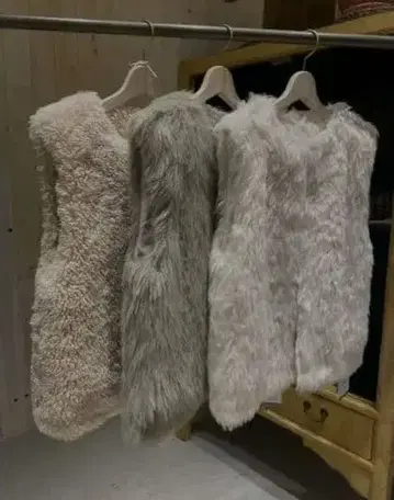 스나이델 바리에 인조 모피 베스트 화이트 프리 사이즈