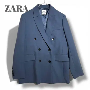 ZARA 블루 그레이 더블 브레스트 테일러드 자켓