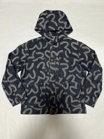 EVISU 린 40사이즈 갈매기 올 패턴 컬러 네프 후디 후드티