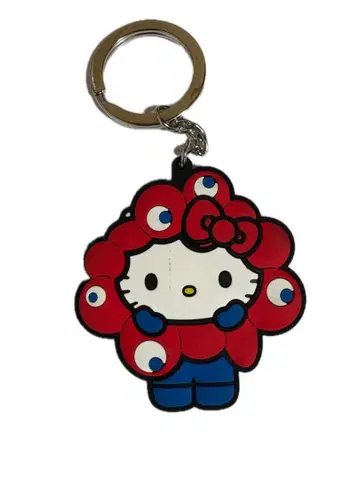 헬로키티 미야쿠미야쿠 러버 키링 산리오 빨간색 파랑 산리오