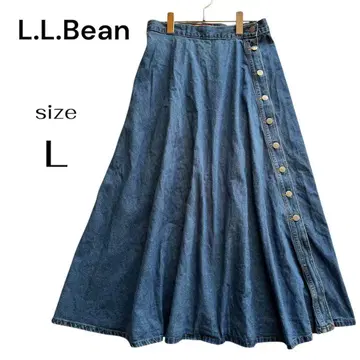USA제 L.L.Bean 데님 롱 스커트 A라인 사이드 버튼 L