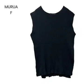 [ MURUA ] 블랙 슬리브리스 니트 베스트 리브 F a0996