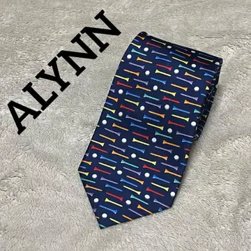 [ 새상품급 ] ALYNN 아린 넥타이 골프 패턴 티 골프공 네이비 실크