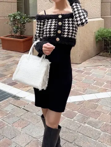 RESEXXY 하운드 투스 앙상블 미니 원피스