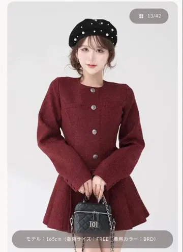 Darich 박스 플리츠 트위드 미니 원피스